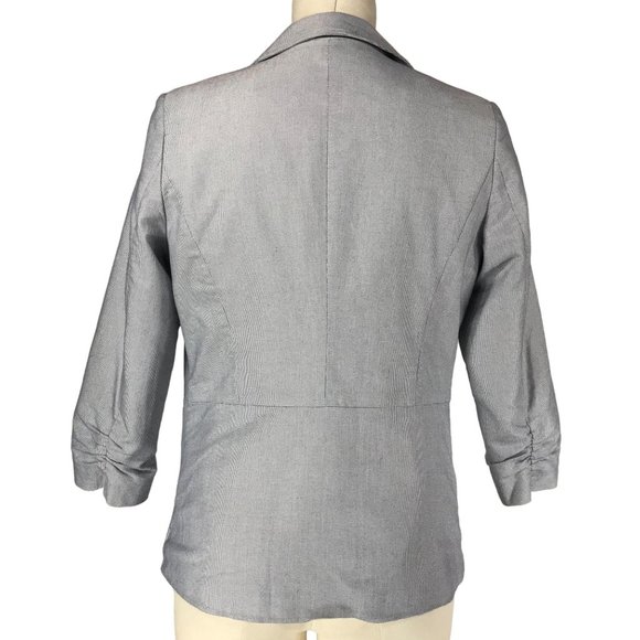 Attention Women's Size 8 Blue White Single Button Blazer Jacket 3/4 Sleeves - Picture 3 of 10